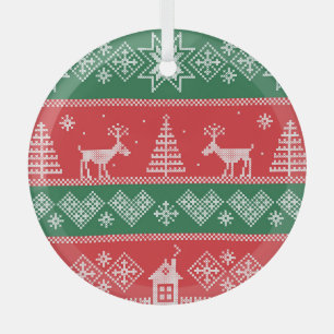Winterszene: Vintages nahtloses Muster Ornament Aus Glas
