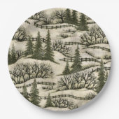 Winterszenen-Muster-Pappteller Pappteller (Vorderseite)