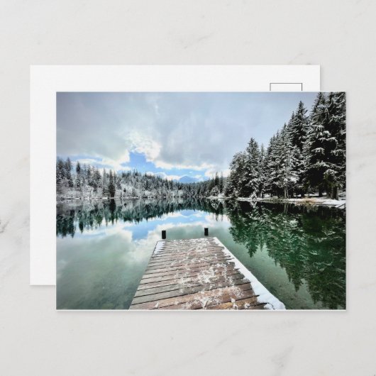 Wintertag am Crestasee in Flims Postkarte (Vorne/Hinten)