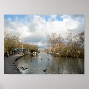 Wintertag auf der Postkarte des Macclesfield-Kanal Poster