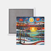 Wintertag bei Sonnenuntergang 12 Magnet (Vorderseite/Rückseite)