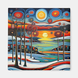 Wintertag bei Sonnenuntergang 12 Magnet