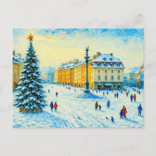 Wintertag in Warschau - Ölgemälde mit Weihnachten (Vorderseite)