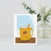 Wintertag mit Bärenkakao Tasse Postkarte (Stehend Vorderseite)