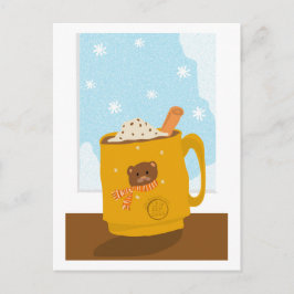 Wintertag mit Bärenkakao Tasse Postkarte