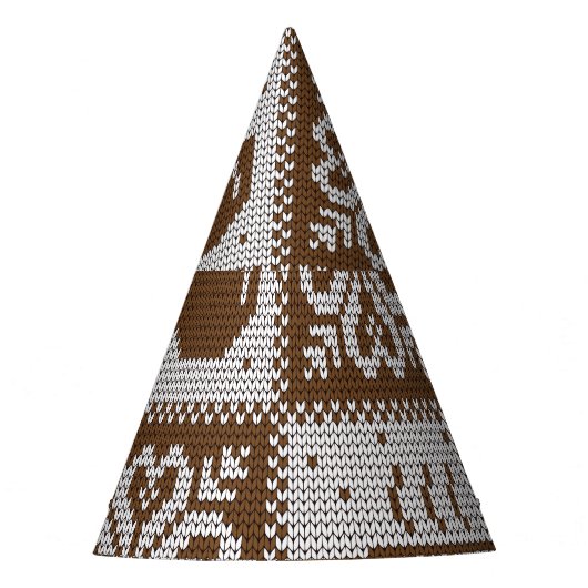 Wintertassen gekocht: heißes Getränkemuster. Partyhütchen (Vorderseite)