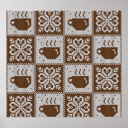 Wintertassen gekocht: heißes Getränkemuster. Poster (Vorne)