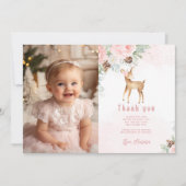 Wintertaube Rosa Foto Dankeschön Karte (Vorderseite)