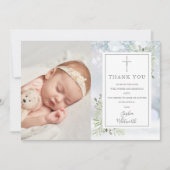 Wintertaufe Christening Greenerie Dankeskarte (Vorderseite)