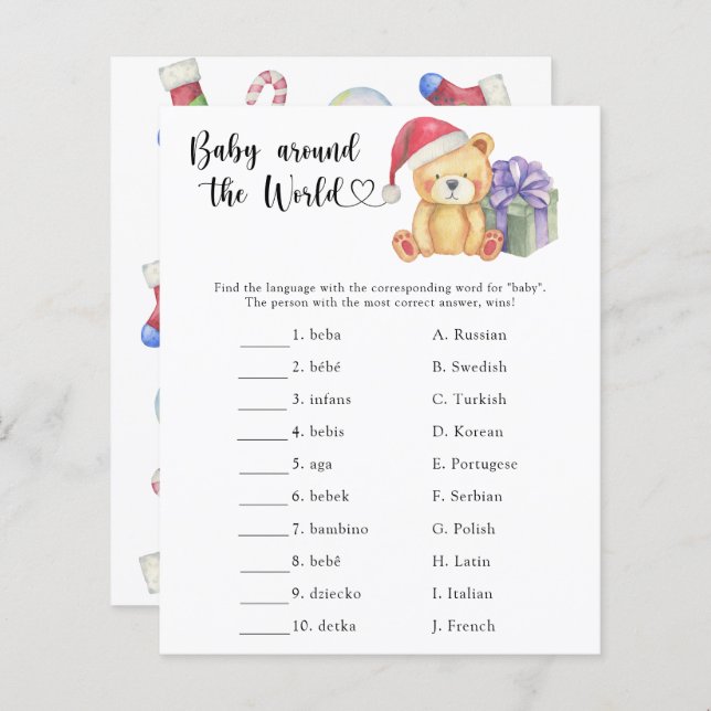 Winterteddybär - Baby rund um das Weltspiel (Vorne/Hinten)