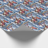 Winterteddybär mit Schneemann Geschenkpapier (Ecke)