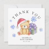 Winterteddybär mit Weihnachtsgeschenk - vielen Dan Einladung (Vorderseite)