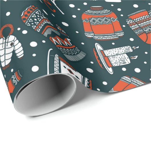 Winterthema Geschenkpapier (Rolleneckpunkt)