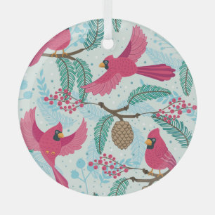 Winterthema: Roter Kardinal Muster. Ornament Aus Glas