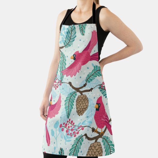 Winterthema: Roter Kardinal Muster. Schürze (InSitu)