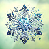 Winterthema Schneeflocken und Eiskristern Fensteraufkleber (Blatt 3)