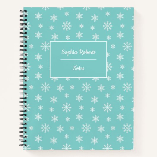 Winterthematische Schneeflocken Moderne türkisfarb Notizblock (Vorderseite)