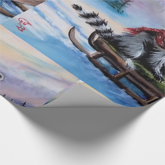 Winterthematisches Raccoon Original Art Wrapping P Geschenkpapier (Ecke)