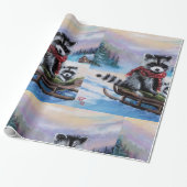 Winterthematisches Raccoon Original Art Wrapping P Geschenkpapier (Ungerollt)
