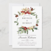 Wintertide Woodland Weihnachtsbrunch und Bubbly Einladung (Vorderseite)