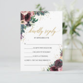 Wintertiefroter Marsala-Lila-Rose, geometrisch gol RSVP Karte (Stehend Vorderseite)