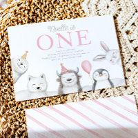 Wintertiere Einladung 1. Geburtstag