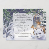 Wintertiere - Einladung von Kindern zum Geburtstag (Vorne/Hinten)