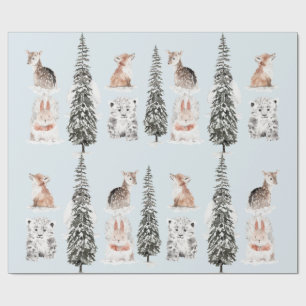 Wintertiere Eisblaue Babyparty Geschenkpapier