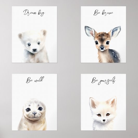 Wintertiere Geschlechtsneutrale Babyduschgeschenke Bilderwand Sets (Vorderseite)