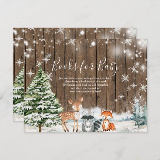 Wintertiere Holzschneeflocken Bücher für Baby Postkarte (Vorne/Hinten)