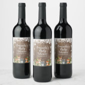 Wintertiere Holzschneeflocken Kinderdusche Weinetikett (Flaschen)