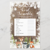 Wintertiere Holzschneeflocken Word Scramble (Vorderseite)