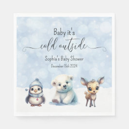 Wintertiere kalt draußen Babydusche Serviette