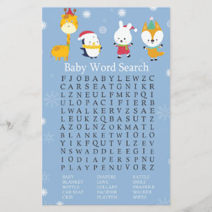 Wintertiere Kinderdusche Word Search Game