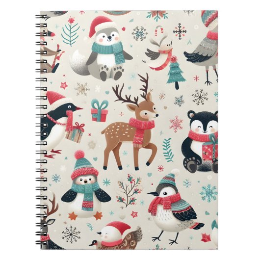 Wintertiere Nahtlose Muster-Notebook Notizblock (Vorderseite)