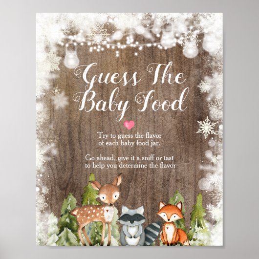 Wintertiere Schneeflocken Holz Raten Sie das Baby  Poster (Vorne)