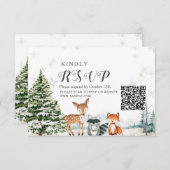 Wintertiere Silver Snowflakes Baby Dusche UAWG Dankeskarte (Vorne/Hinten)