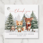 Wintertiere Snowy Forest Baby Dusche Geschenkanhänger (Vorderseite)