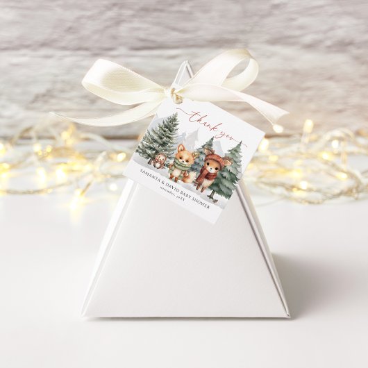 Wintertiere Snowy Forest Baby Dusche Geschenkanhänger