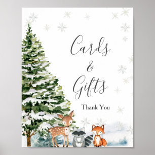 Wintertiere Waldschneeflocken Karten und Geschenke Poster