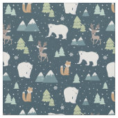 Wintertiere Weihnachtsmuster Stoff (Nahaufnahme)