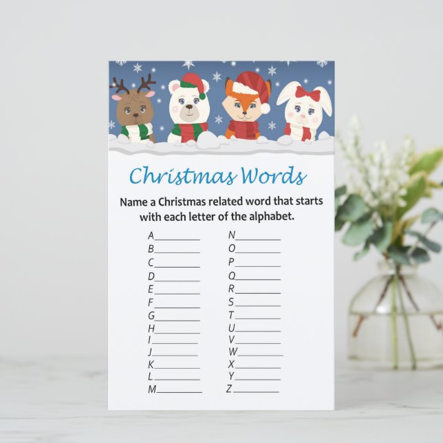 Wintertiere Weihnachtsworte Spiel (Stehend Vorderseite)