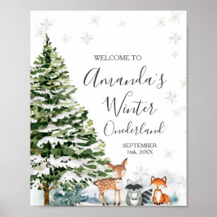 Wintertierschneeflocken ONEderland Geburtstag Poster