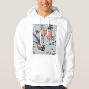 Wintertierskizze, blauer Hintergrund. Hoodie