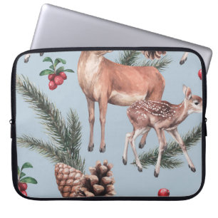 Wintertierskizze, blauer Hintergrund. Laptopschutzhülle