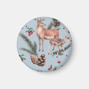 Wintertierskizze, blauer Hintergrund. Magnet