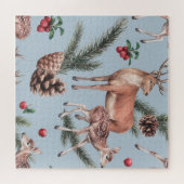 Wintertierskizze, blauer Hintergrund. Puzzle (Horizontal)