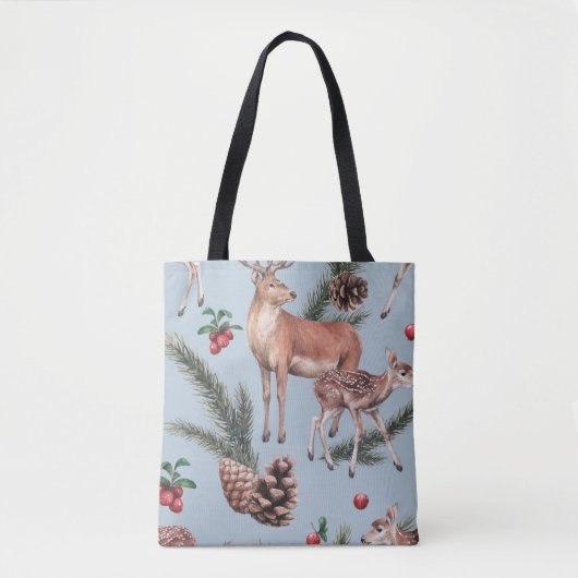 Wintertierskizze, blauer Hintergrund. Tasche (Vorderseite)
