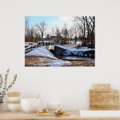 Wintertime Creek mit Brücke Poster (Küche)