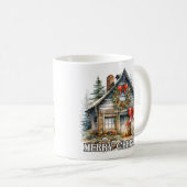 Wintertime Merry Christmas Country Cottage Kaffeetasse (VorderseiteRechts)